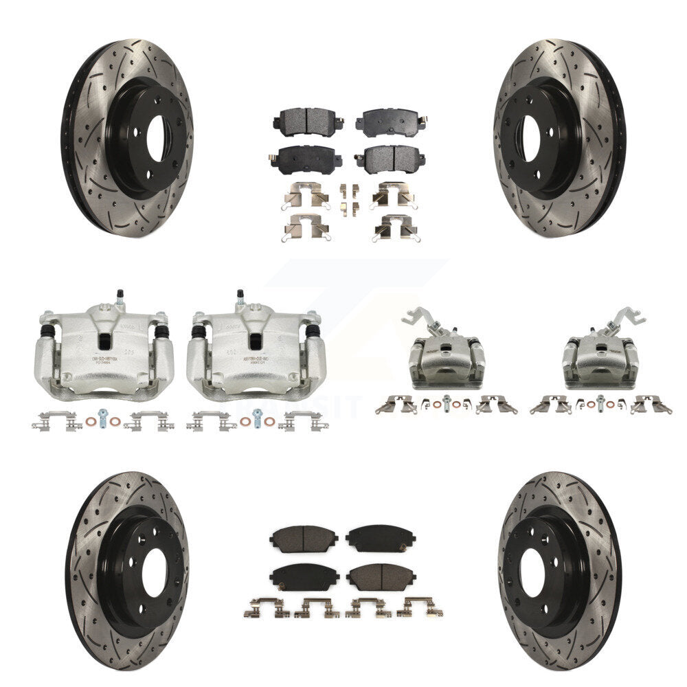 Front Rear Brake Coat Caliper Drill Slot Rotor Ceramic Pad Kit (10Pc) For Mazda CX-3 AWD KCD-100253T