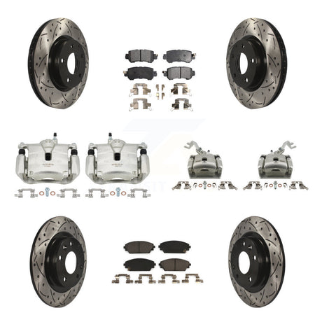 Front Rear Brake Coat Caliper Drill Slot Rotor Ceramic Pad Kit (10Pc) For Mazda CX-3 AWD KCD-100253T