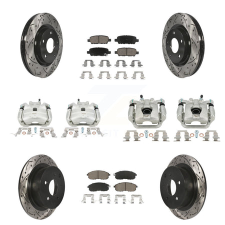 Front Rear Brake Caliper Drill Slot Rotors Ceramic Pad Kit (10Pc) For Nissan Sentra Juke KCD-100254C