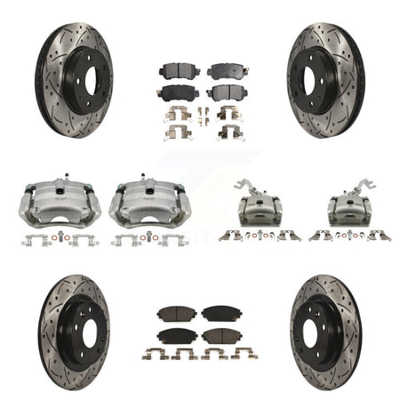 Front Rear Brake Coat Caliper Drill Slot Rotor Ceramic Pad Kit (10Pc) For Mazda CX-3 FWD KCD-100254T