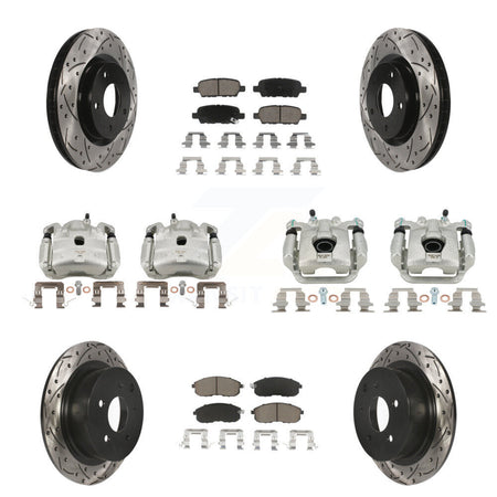 Front Rear Brake Coat Caliper Drill Slot Rotors Ceramic Pad Kit (10Pc) For Nissan Sentra KCD-100255C