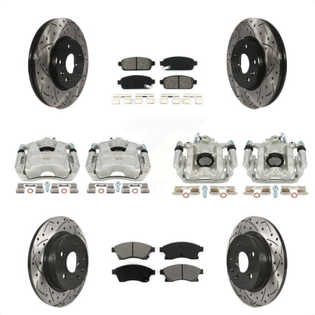 Front Rear Disc Brake Coated Caliper Drilled Slotted Rotors And Semi-Metallic Pads Kit (10Pc) For Chevrolet Cruze Limited KCD-100255S by Transit Auto