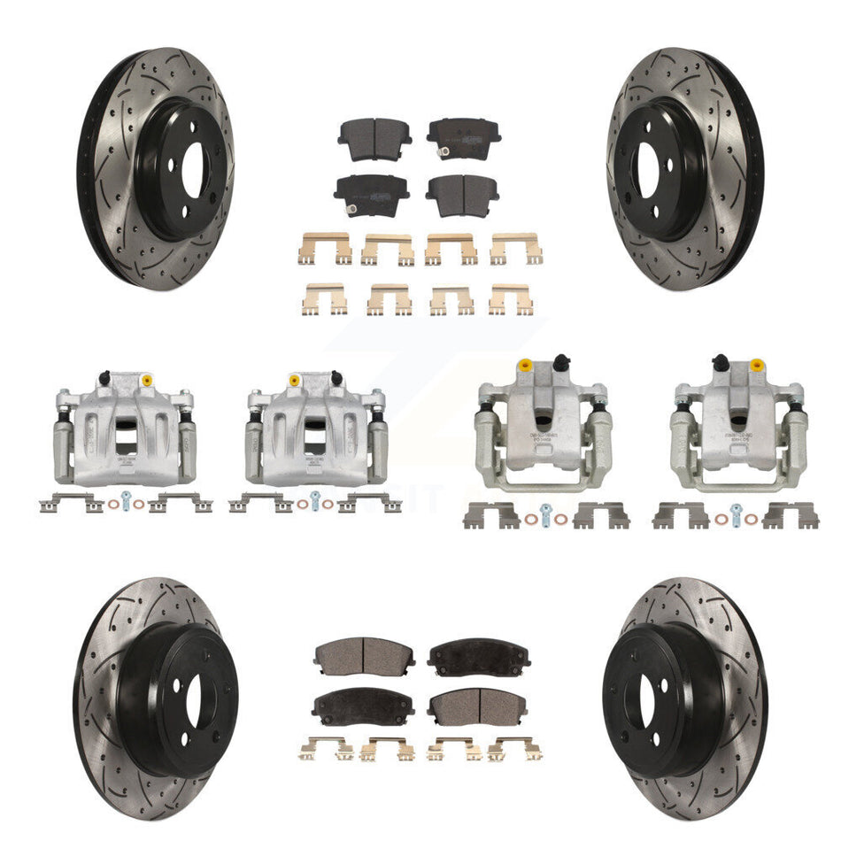 Front Rear Brake Caliper Drill Slotted Rotors Semi-Metallic Pad Kit (10Pc) For Dodge 300 KCD-100258P
