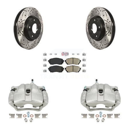 Front Disc Brake Coated Caliper Drilled Slotted Rotors And Ceramic Pads Kit For Mazda 6 KCD-100259N