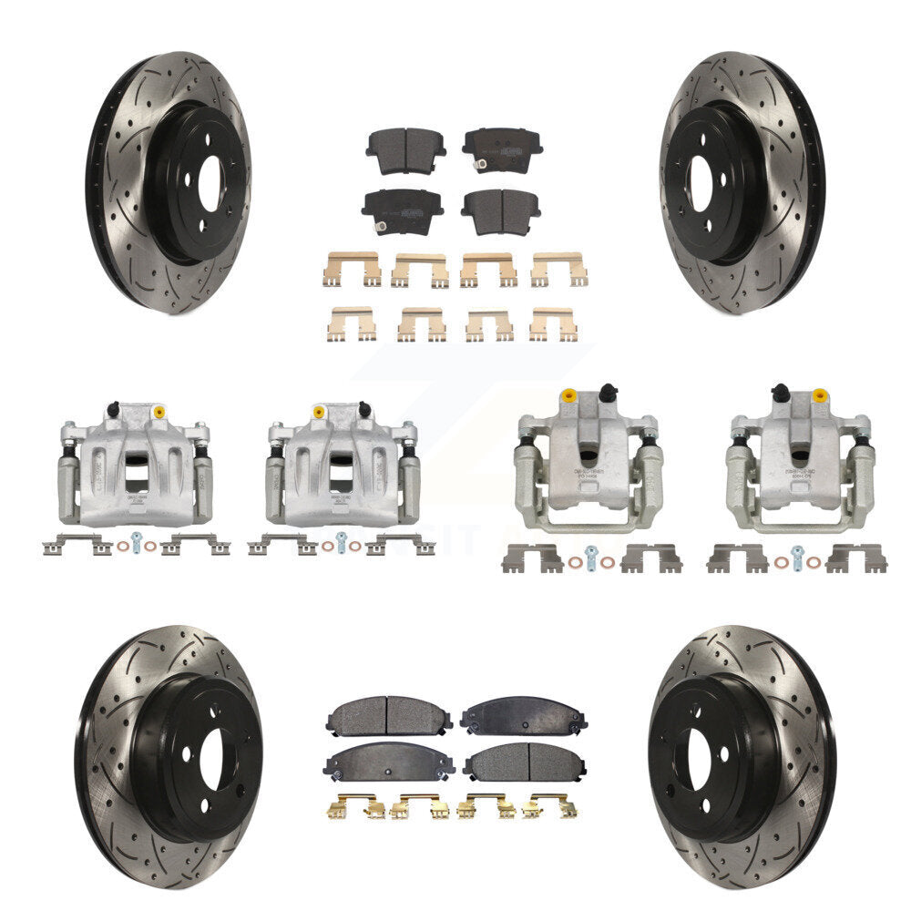 Front Rear Brake Caliper Drill Slot Rotors Semi-Metallic Pad Kit (10Pc) For Chrysler 300 KCD-100259P
