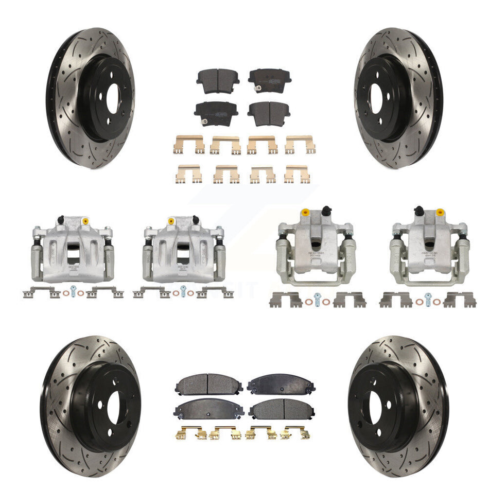 Front Rear Brake Caliper Drill Slot Rotors Semi-Metallic Pad Kit (10Pc) For Chrysler 300 KCD-100259P