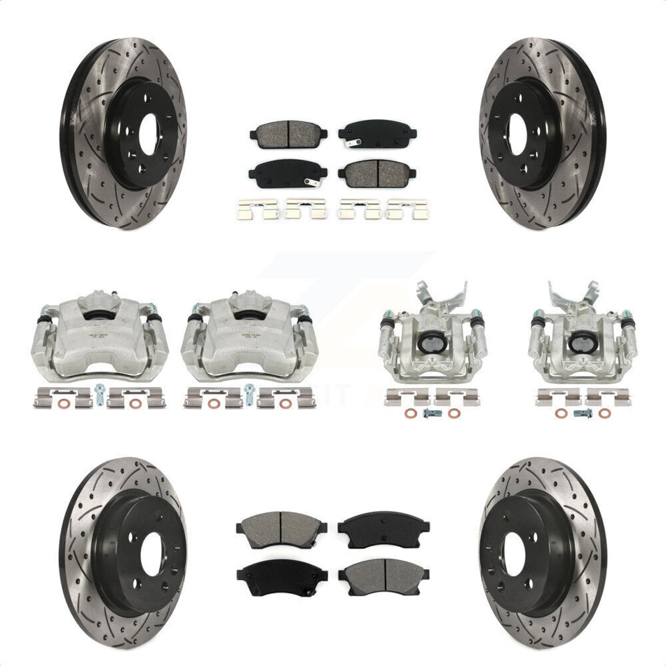 Front Rear Disc Brake Coated Caliper Drilled Slotted Rotors And Semi-Metallic Pads Kit (10Pc) For Chevrolet Sonic KCD-100259S by Transit Auto