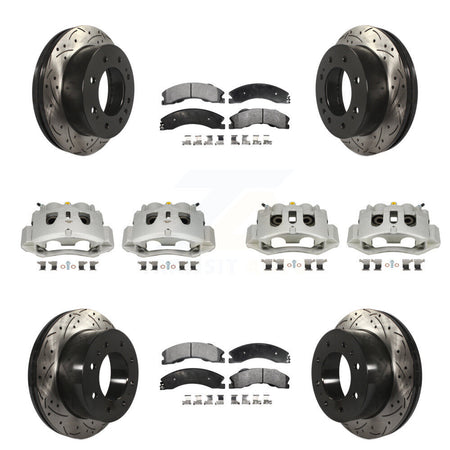 Front Rear Brake Caliper Drill Slot Rotors Ceramic Pad Kit (10Pc) For GMC Chevrolet 2500 KCD-100263T
