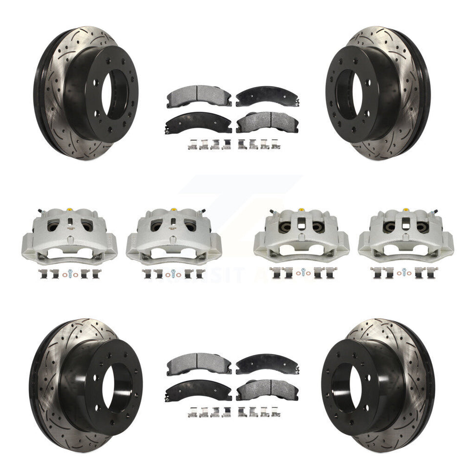Front Rear Brake Caliper Drill Slot Rotors Ceramic Pad Kit (10Pc) For GMC Chevrolet 2500 KCD-100263T