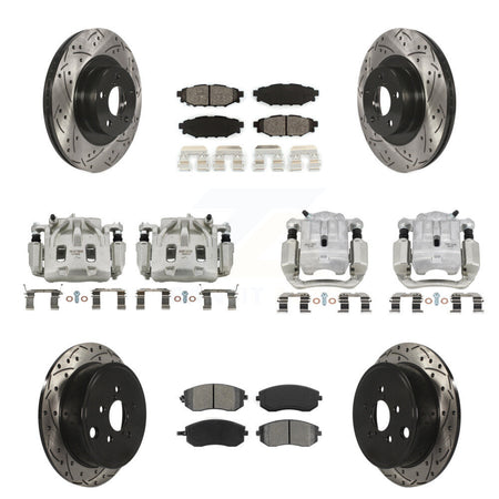 Front Rear Brake Caliper Drill Slot Rotor Semi-Metallic Pad Kit (10Pc) For Subaru Legacy KCD-100264S