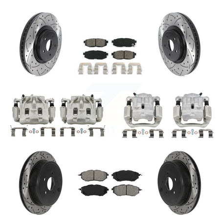 Front Rear Brake Caliper Drill Slot Rotor Semi-Metallic Pad Kit (10Pc) For Subaru Legacy KCD-100265S