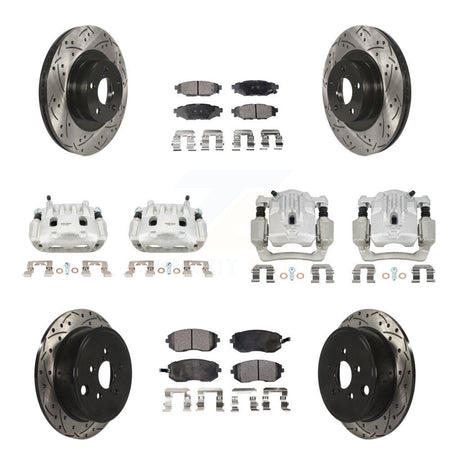 Front Rear Brake Caliper Drill Slot Rotor Semi-Metallic Pad Kit (10Pc) For Subaru Legacy KCD-100270P