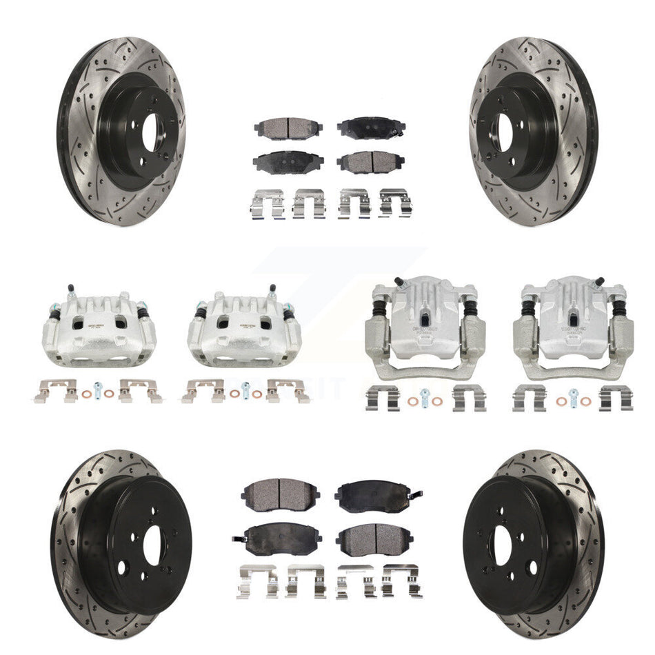 Front Rear Brake Caliper Drill Slot Rotor Semi-Metallic Pad Kit (10Pc) For Subaru Legacy KCD-100270P