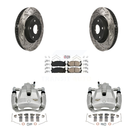 Front Brake Caliper Drill Slot Rotor Ceramic Pad Kit For Toyota Camry Lexus ES350 Avalon KCD-100271N