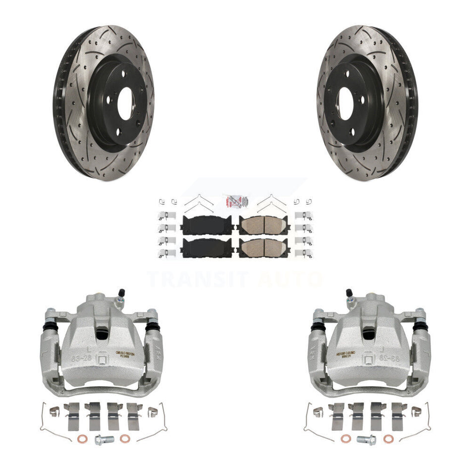 Front Brake Caliper Drill Slot Rotor Ceramic Pad Kit For Toyota Camry Lexus ES350 Avalon KCD-100271N