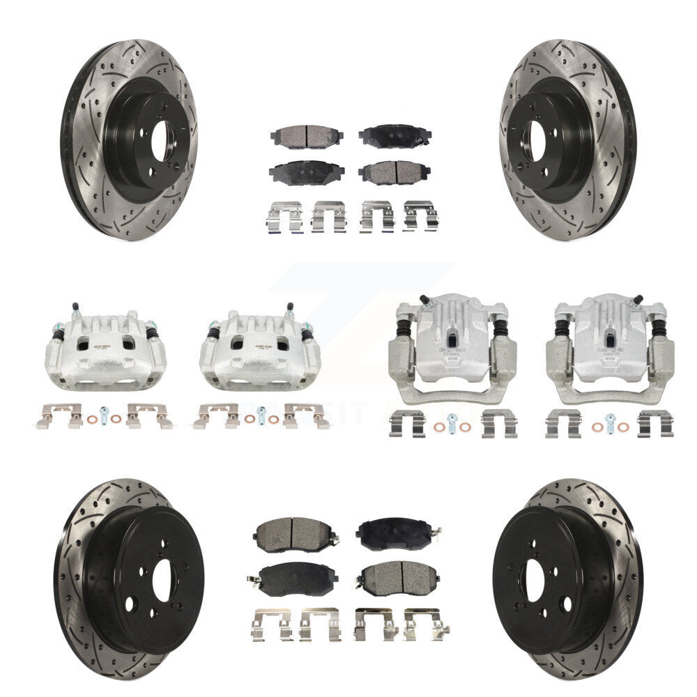 Front Rear Brake Caliper Drill Slot Rotor Semi-Metallic Pad Kit (10Pc) For Subaru Legacy KCD-100273P