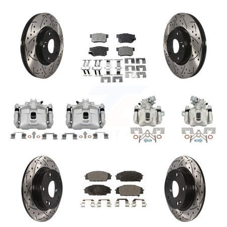 Front Rear Brake Coated Caliper Drill Slot Rotors Ceramic Pad Kit (10Pc) For Honda Civic KCD-100274T
