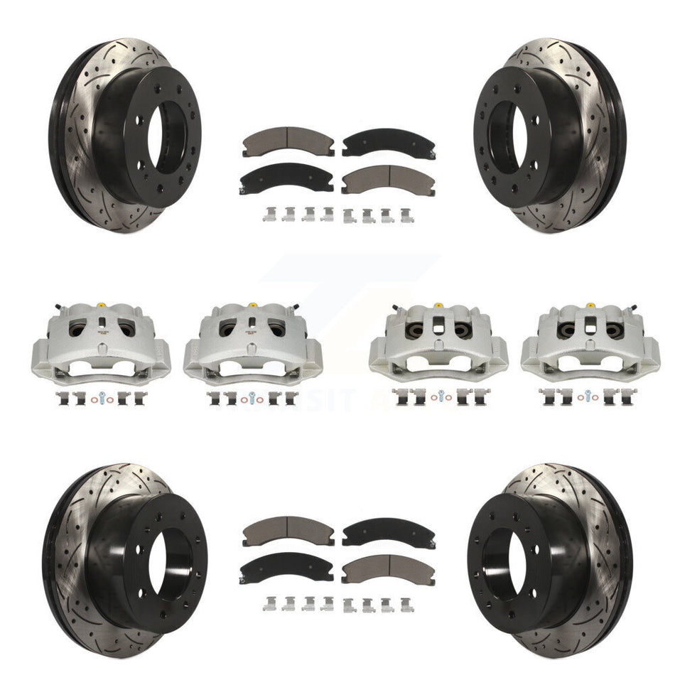 Front Rear Brake Caliper Drill Slot Rotors Ceramic Pad Kit (10Pc) For GMC Chevrolet 2500 KCD-100276C