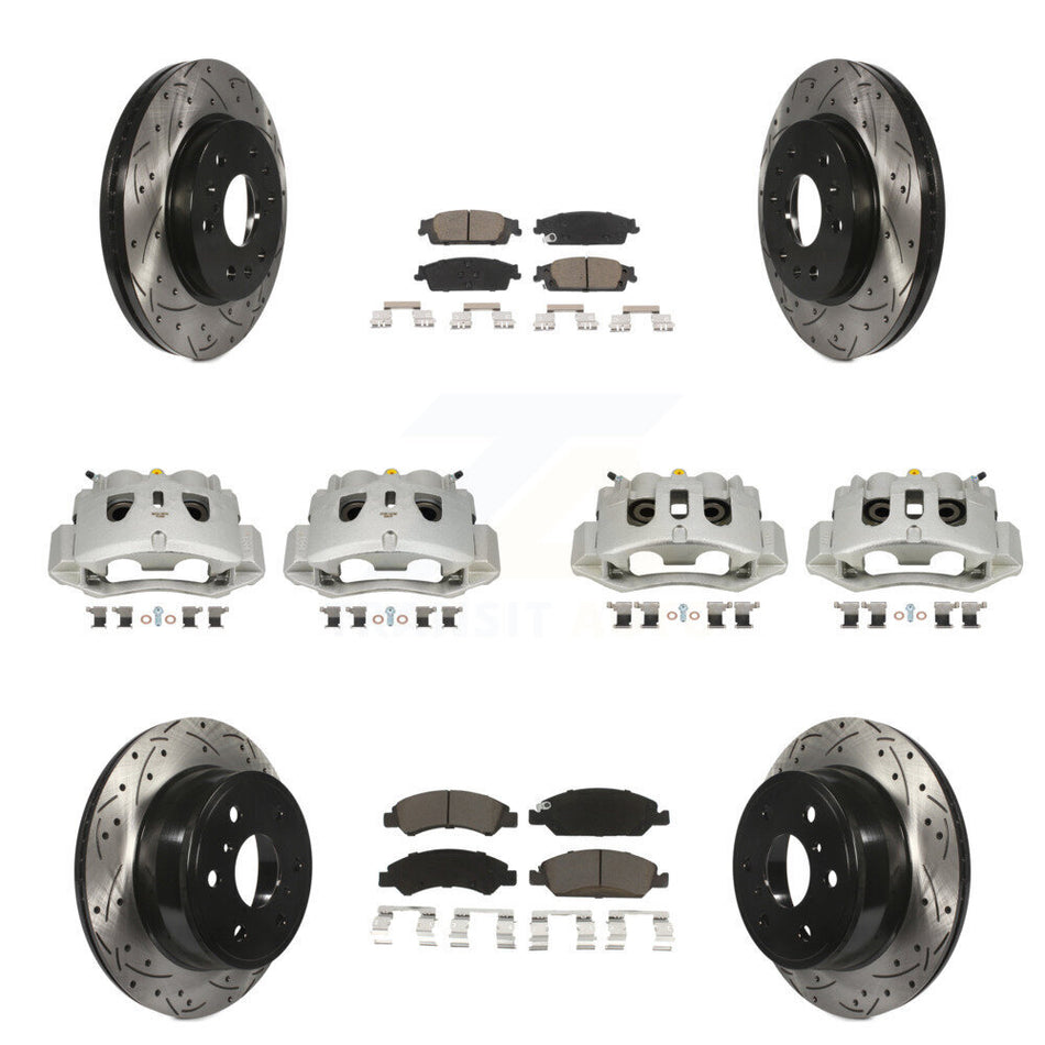Front Rear Brake Caliper Drill Slot Rotors Ceramic Pad Kit (10Pc) For Chevrolet Suburban KCD-100277C