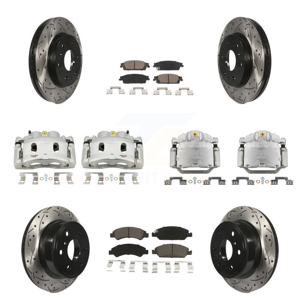 Front Rear Brake Caliper Drill Slot Rotors Ceramic Pad Kit (10Pc) For GMC Sierra 1500 XL KCD-100278C