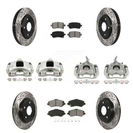 Front Rear Brake Caliper Drill Slot Rotor Semi-Metallic Pad Kit (10Pc) For Dodge Journey KCD-100279S