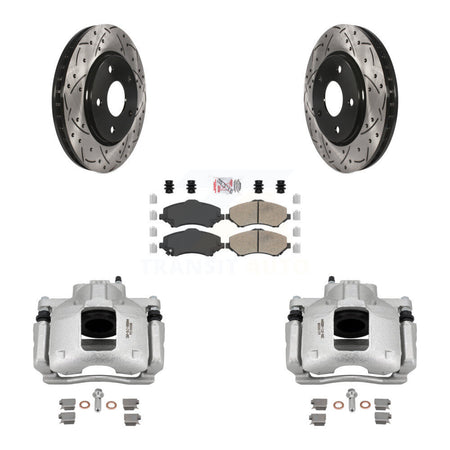 Front Brake Caliper Drill Slot Rotors Ceramic Pad Kit For Dodge Grand Caravan Chrysler & KCD-100280N