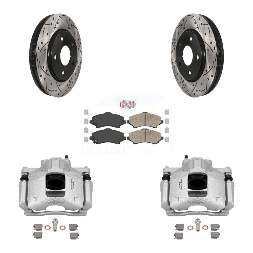 Front Brake Caliper Drill Slot Rotors Ceramic Pad Kit For Dodge Grand Caravan Chrysler & KCD-100281N