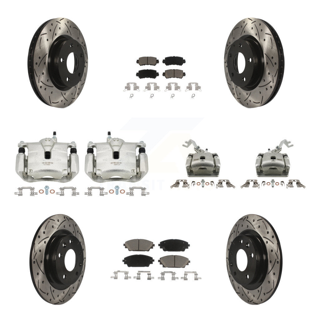 Front Rear Brake Coat Caliper Drill Slot Rotor Ceramic Pad Kit (10Pc) For Mazda CX-3 AWD KCD-100283C