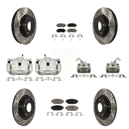 Front Rear Brake Coat Caliper Drill Slot Rotor Ceramic Pad Kit (10Pc) For Mazda CX-3 AWD KCD-100283C