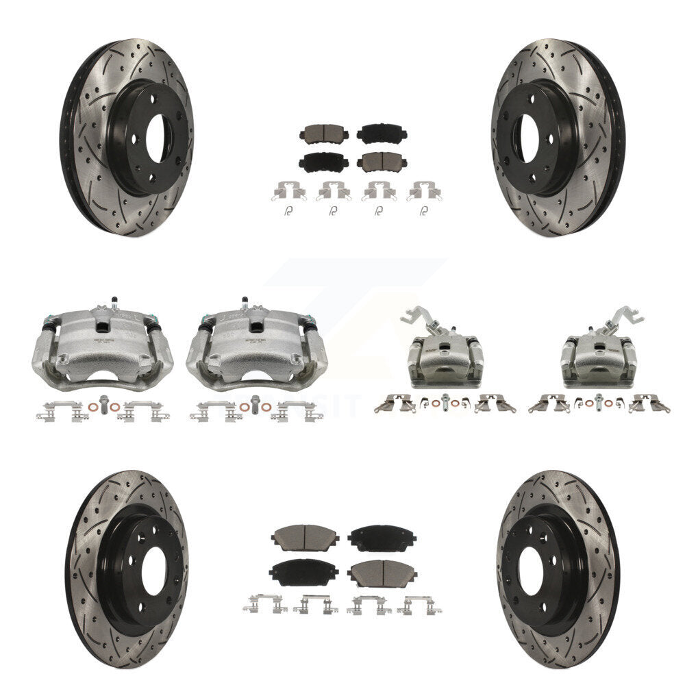 Front Rear Brake Coat Caliper Drill Slot Rotor Ceramic Pad Kit (10Pc) For Mazda CX-3 FWD KCD-100284C