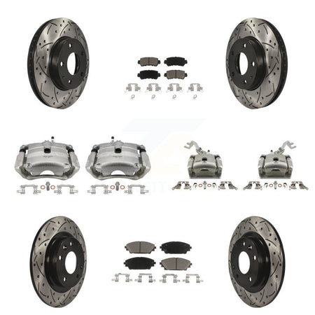 Front Rear Brake Coat Caliper Drill Slot Rotor Ceramic Pad Kit (10Pc) For Mazda CX-3 FWD KCD-100284C