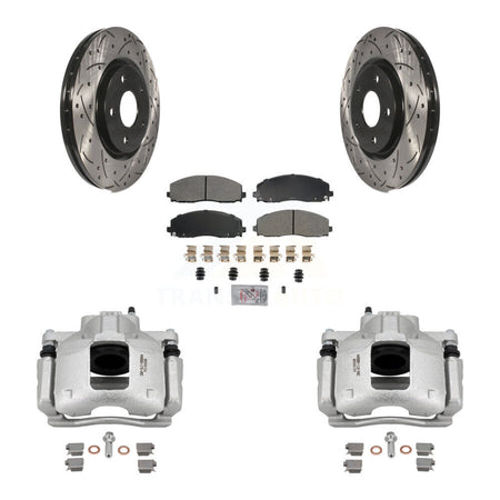 Front Brake Caliper Drill Slot Rotor Semi-Metallic Pad Kit For Volkswagen Routan Ram C/V KCD-100284N