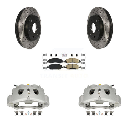 Front Brake Coat Caliper Drill Slot Rotor Ceramic Pad Kit For 2016 Chevrolet Suburban HD KCD-100288N