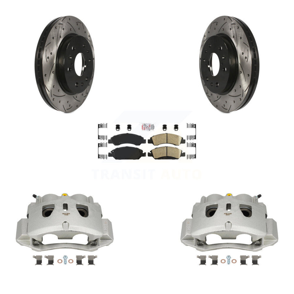 Front Brake Coat Caliper Drill Slot Rotor Ceramic Pad Kit For 2016 Chevrolet Suburban HD KCD-100288N