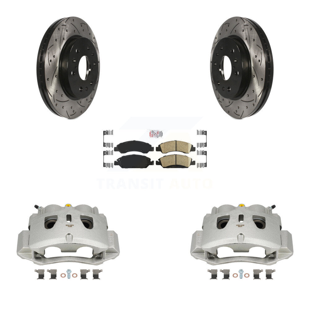 Front Brake Coat Caliper Drill Slot Rotor Ceramic Pad Kit For 2016 Chevrolet Suburban HD KCD-100289N