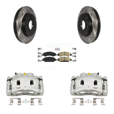 Front Brake Caliper Drill Slot Rotor Ceramic Pad Kit For GMC Sierra 1500 Chevrolet Tahoe KCD-100292N