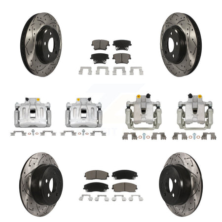 Front Rear Brake Caliper Drill Slot Rotors Ceramic Pad Kit (10Pc) For Chrysler 300 Dodge KCD-100295C