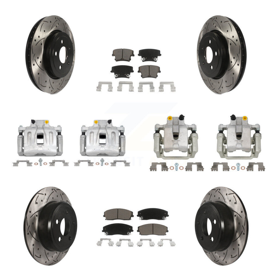 Front Rear Brake Coat Caliper Drill Slot Rotors Ceramic Pad Kit (10Pc) For Dodge Charger KCD-100296C
