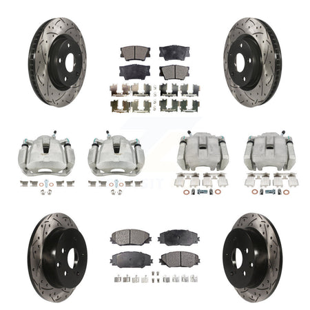 Front Rear Brake Coated Caliper Drill Slot Rotors Ceramic Pad Kit (10Pc) For Toyota RAV4 KCD-100296T