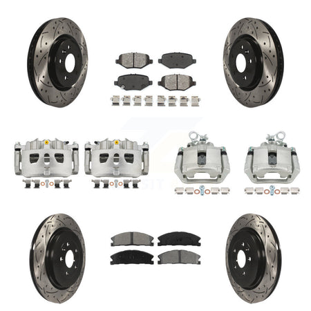 Front Rear Brake Caliper Drill Slot Rotor Semi-Metallic Pad Kit (10Pc) For Ford Explorer KCD-100299S
