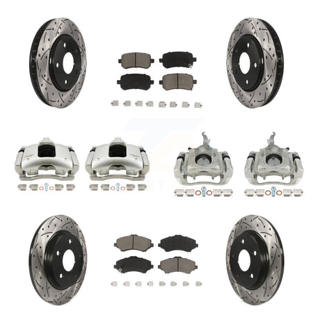 Front Rear Brake Caliper Drill Slot Rotor Ceramic Pad Kit (10Pc) For 09-11 Dodge Journey KCD-100302C
