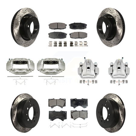 Front Rear Brake Coat Caliper Drill Slot Rotors Ceramic Pad Kit (10Pc) For Toyota Tundra KCD-100302T