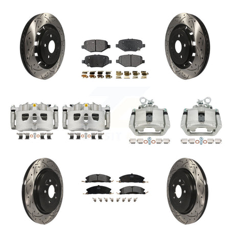 Front Rear Brake Caliper Drill Slot Rotor Semi-Metallic Pad Kit (10Pc) For Ford Explorer KCD-100305P