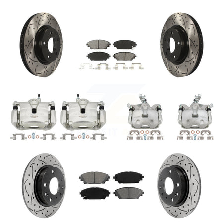 Front Rear Brake Caliper Drill Slot Rotor Semi-Metallic Pad Kit (10Pc) For Mazda 3 Sport KCD-100305S