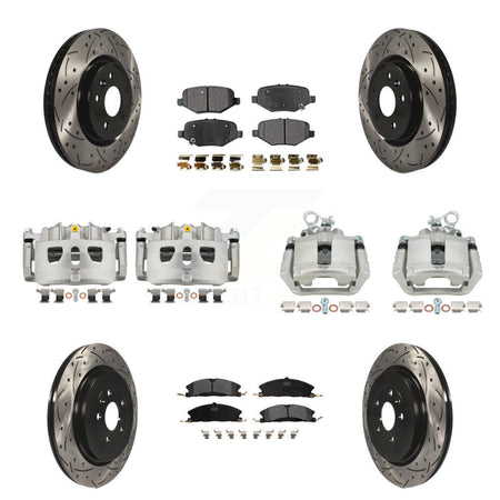 Front Rear Brake Caliper Drill Slot Rotor Semi-Metallic Pad Kit (10Pc) For Ford Explorer KCD-100306P