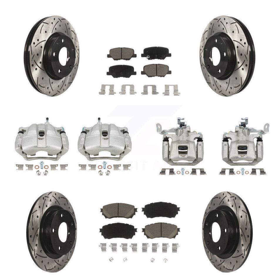Front Rear Disc Brake Coated Caliper Drill Slot Rotor Ceramic Pad Kit (10Pc) For Mazda 6 KCD-100309C