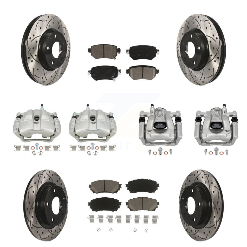 Front Rear Disc Brake Coated Caliper Drill Slot Rotor Ceramic Pad Kit (10Pc) For Mazda 6 KCD-100310C