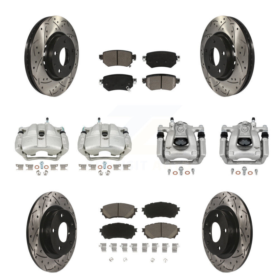 Front Rear Disc Brake Coated Caliper Drill Slot Rotor Ceramic Pad Kit (10Pc) For Mazda 6 KCD-100311C