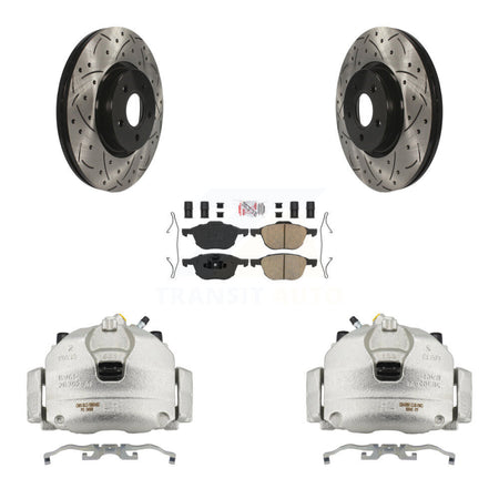Front Brake Coated Caliper Drill Slotted Rotors Ceramic Pad Kit For Ford Transit Connect KCD-100311N