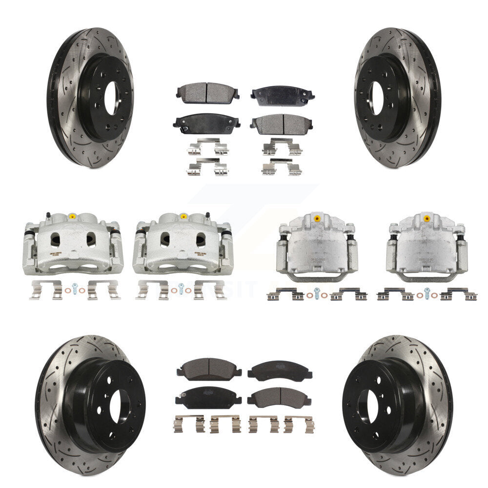 Front Rear Brake Caliper Drill Slot Rotors Ceramic Pad Kit (10Pc) For Chevrolet GMC 1500 KCD-100311T